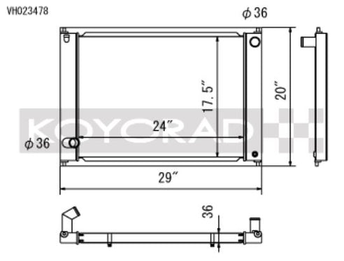 Radiador Koyo 09-17 Nissan 370Z 6MT (elimina el condensador de CA) (VH023478)