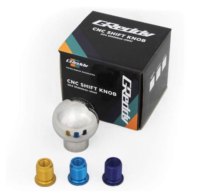 Greddy Shift Knob Ball Type w/Inserts - High Polished Stainless Steel - Fits Most Japanese Cars (10118410)