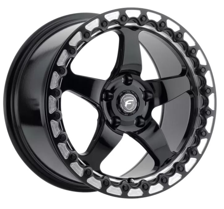 Forgestar F001 17X10 D5 Beadlock 5X120 ET45 BS7.3 Gloss Black w/ Machine Lip 78.1 (F00170022P45)