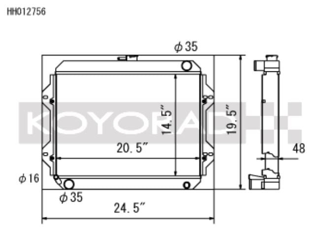 Koyo 76-77 Toyota Celica 2.2L I4 (MT) Radiador (HH012756)