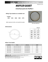 HKS Muffler Gasket 66mm ID 74mm OD (34001-AK024)