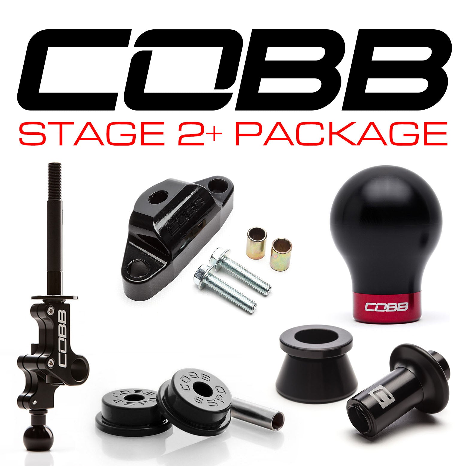 Cobb 04-14 Subaru Impreza/ 15-21 WRX 6MT Stage 2+ Drivetrain Package w/Weighted Black Knob + Race Red Lockout