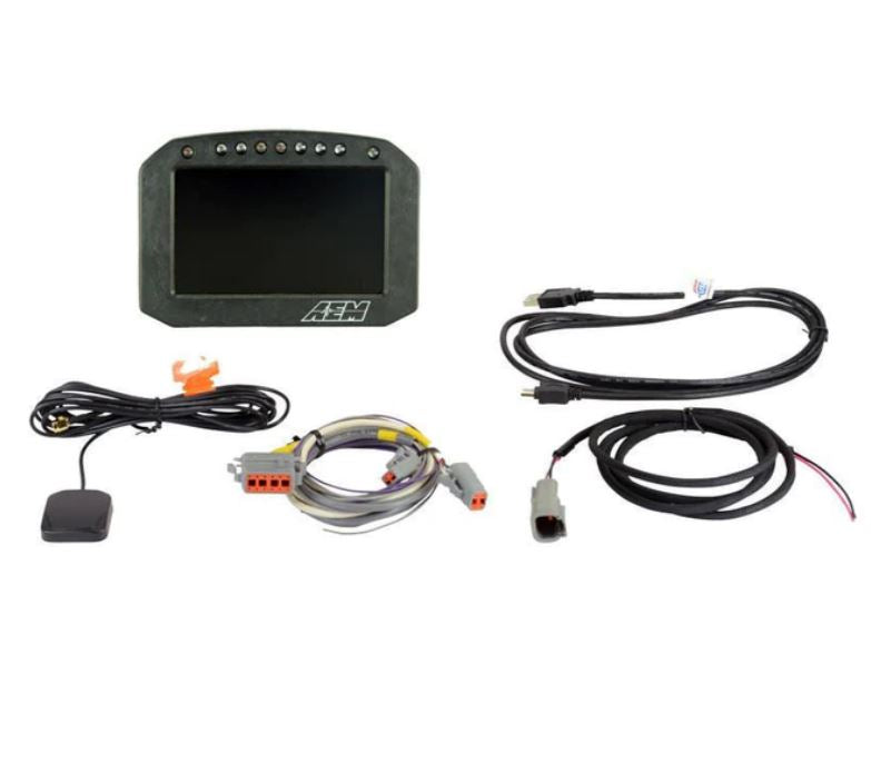 Pantalla de tablero digital empotrada de registro de carbono AEM CD-5LG con GPS interno de 20 Hz y antena (30-5603F)