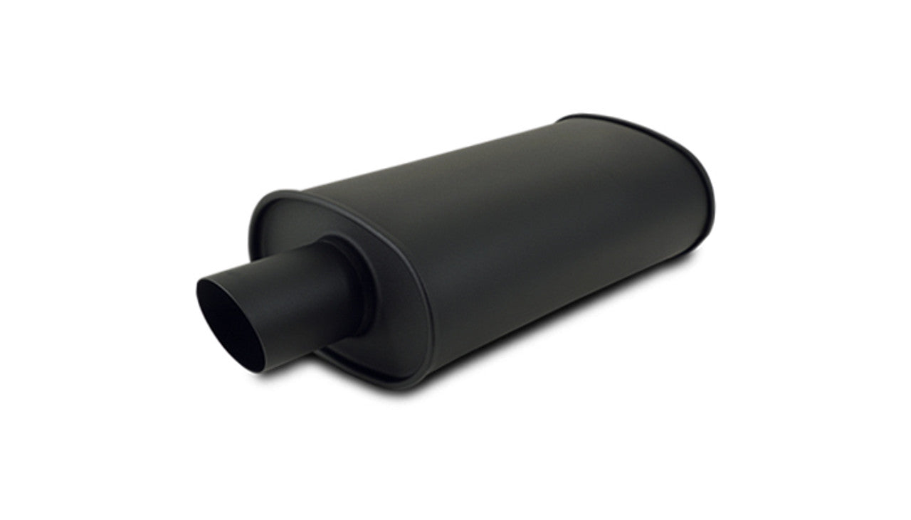 Vibrant StreetPower FLAT BLACK Oval Muffler with Single 3.5in Outlet - 3.5in inlet I.D. (1153)