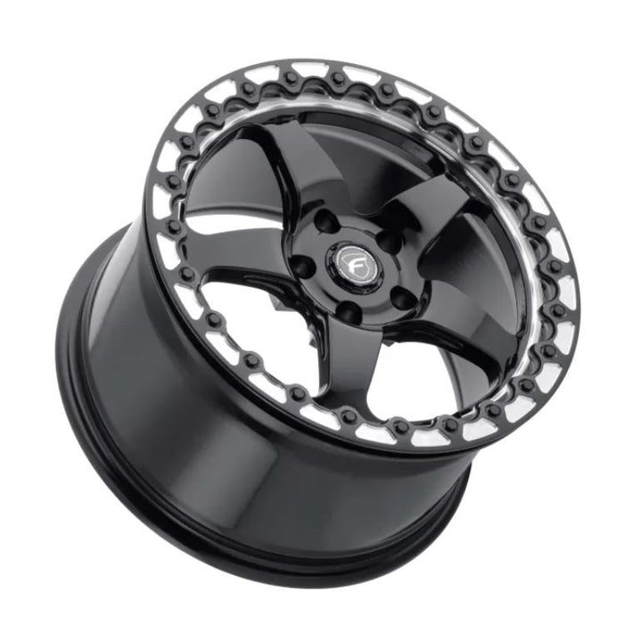 Forgestar F001 15X10 D5 Beadlock 5X114.3 ET50 BS7.5 Gloss Black w/ Machine Lip 78.1 (F001B0067P50)