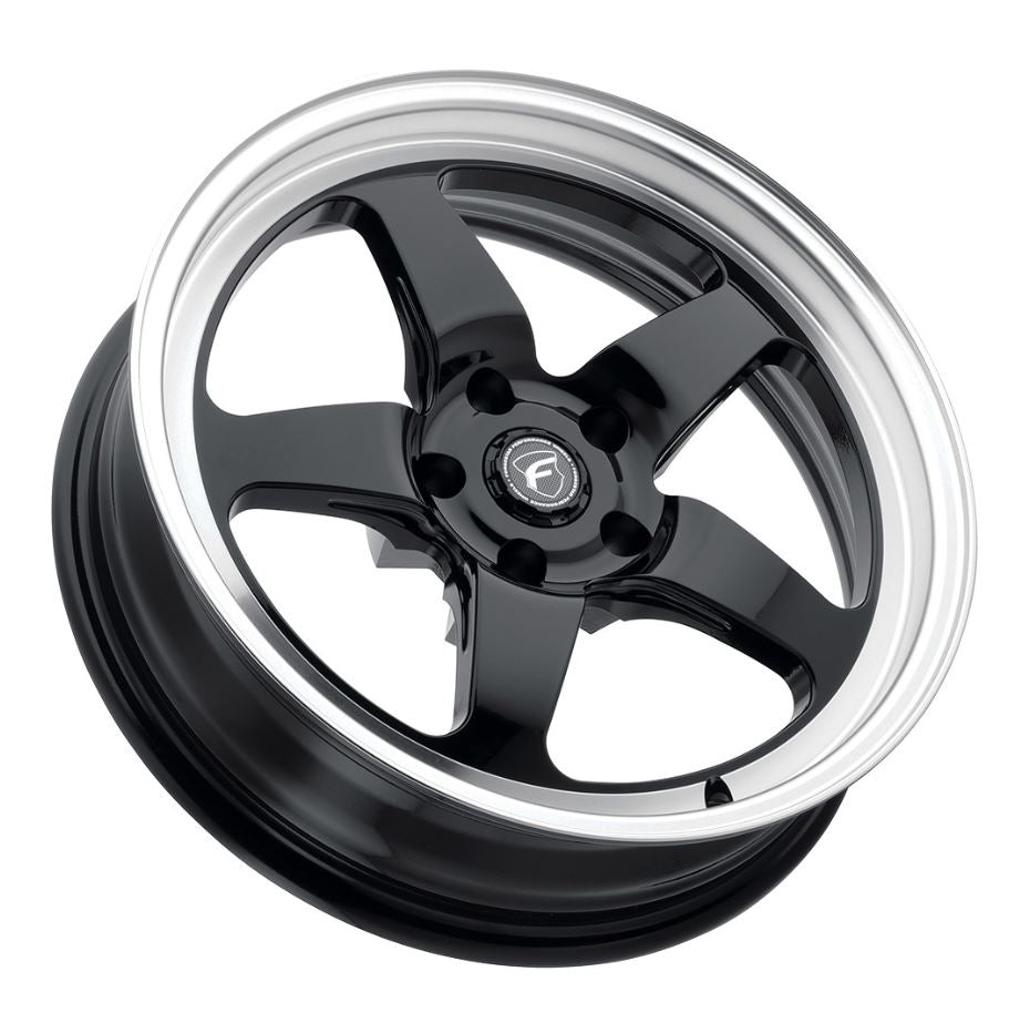 Forgestar F091 18X5.0 D5 Drag 5X114.3 ET-23 BS2.125 Negro brillante con borde de máquina 78.1 (F0918C067N23)