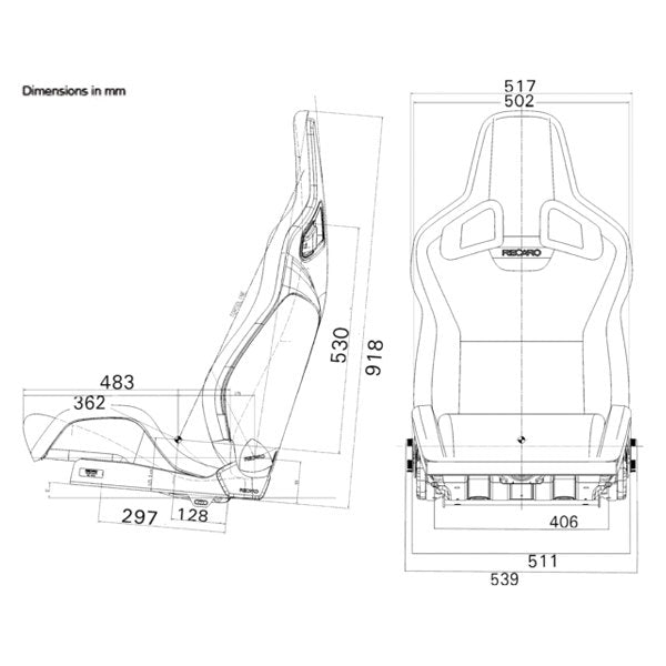 Asiento Recaro Sportster CS LH en cuero negro con. Logotipo de cuero negro/plata.