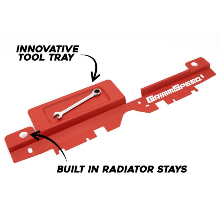 Cubierta para radiador GrimmSpeed ​​con bandeja para herramientas - Rojo texturizado