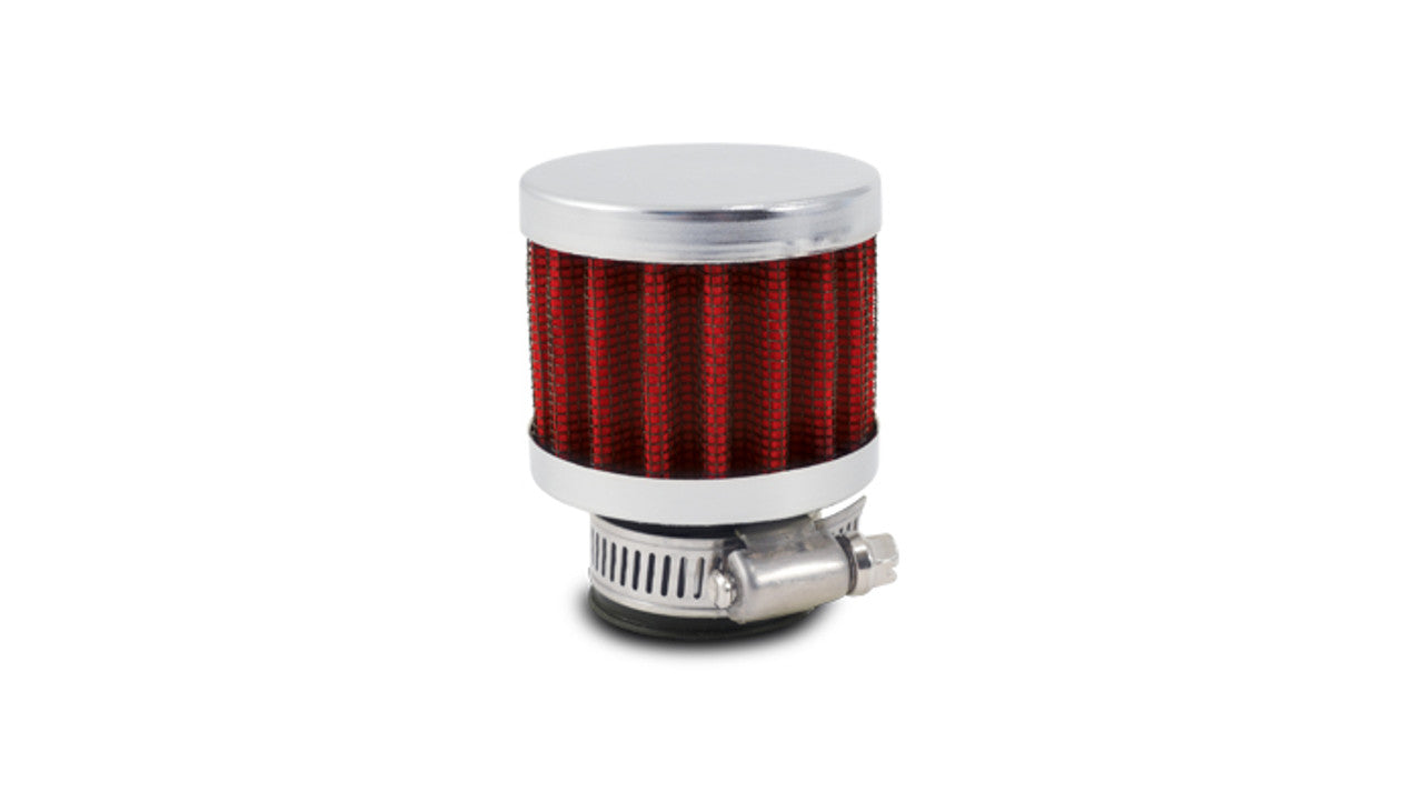 Vibrant Crankcase Breather Filter w/Chrome Cap 2 1/8in 55mm Cone ODx2 5/8in 68mm Tallx1/2in 12mm ID