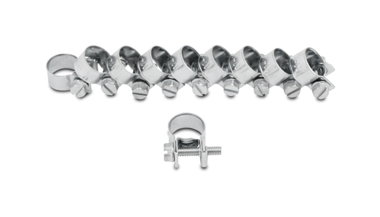 Vibrant Inj Style Mini Hose Clamps 15-17mm clamping range Pack of 10 Zinc Plated Mild Steel