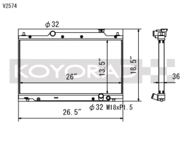 Koyo 02-05 Honda Civic Si 2.0L EP3 (MT) Radiador (V2362)