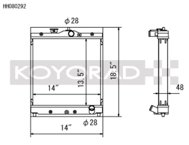 Koyo 92-00 Honda Civic Si/Del Sol (MT / w/ 28mm Hoses) Radiator (HH080292)