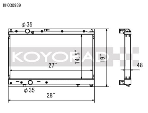 Radiador Koyo 97-00 Mitsubishi Evolution 4/5/6 Turbo (MT) *Para uso con cubierta de ventilador Evo 03-07 SOLAMENTE* (HH030939)