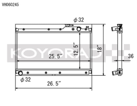 Koyo 89-97 Mazda MX-5 Miata 1.6/1.8L (MT) Radiador (VH060245)