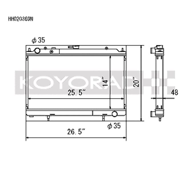 Radiador Koyo 07-08 Nissan 350Z VQ35HR (MT) (V2999)