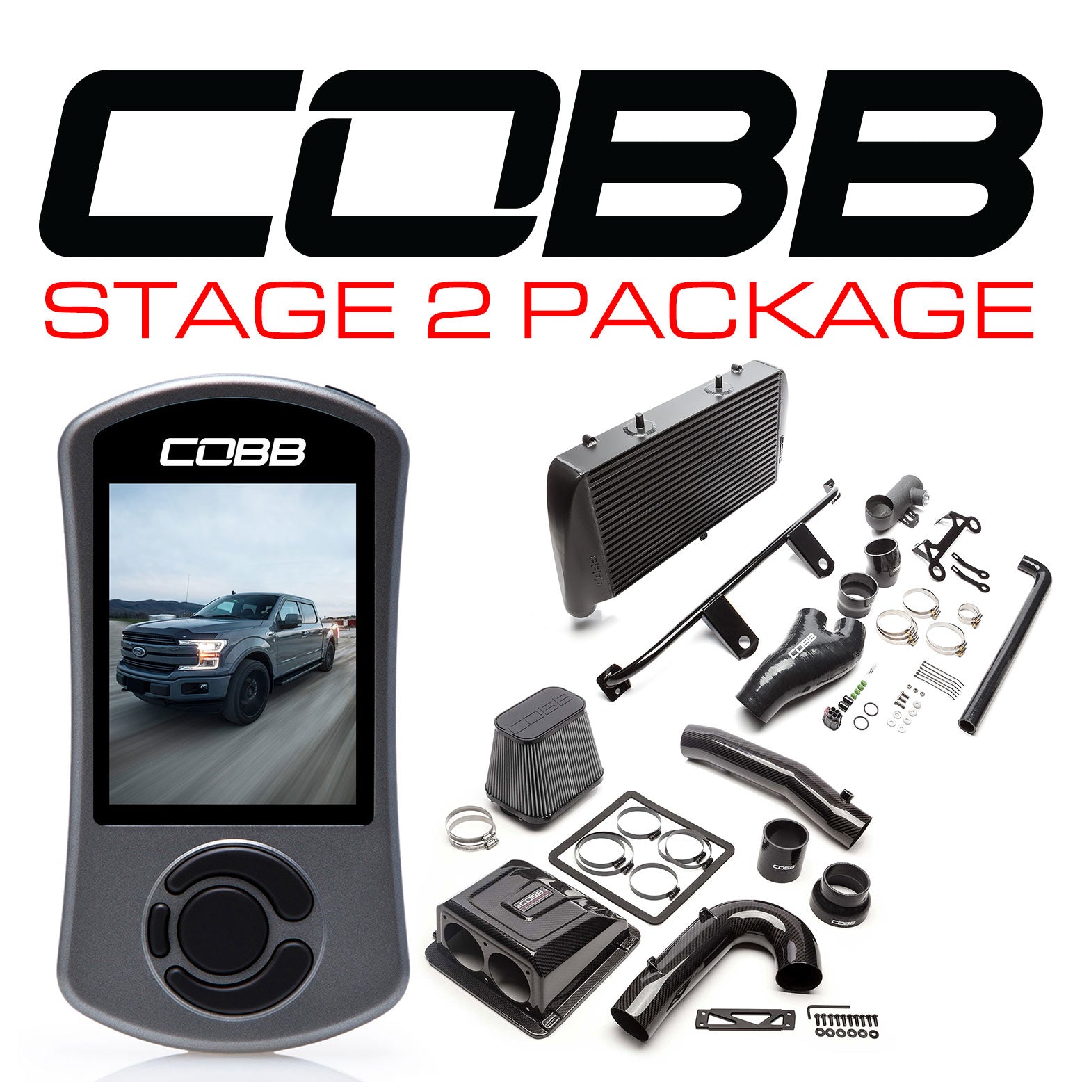 Cobb 17-19 Ford F-150 Ecoboost 3.5L Etapa 2 Redline CF Paquete de potencia - Negro (FOR0060020BK-RED)