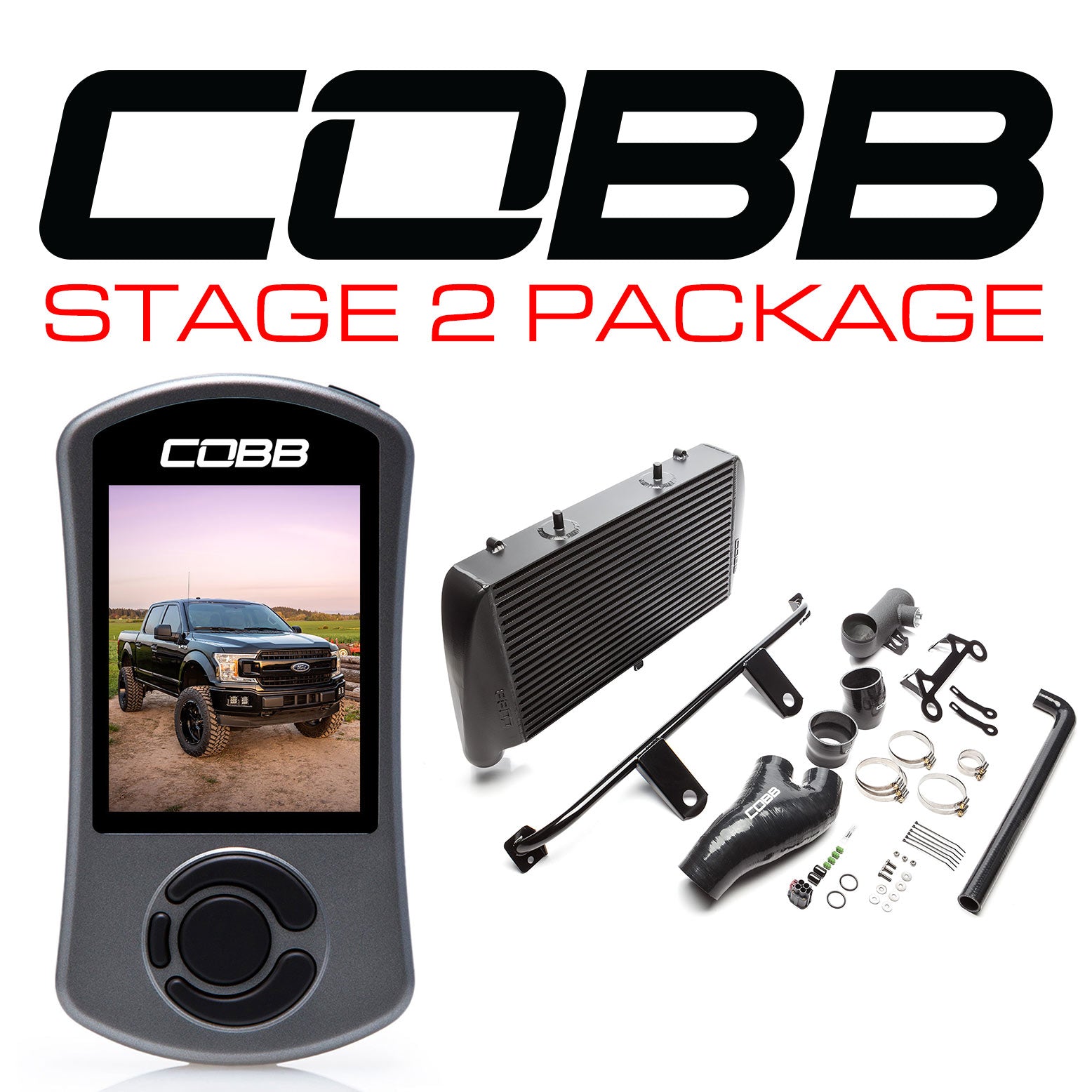 Cobb 2020 Ford F-150 Ecoboost 3.5L Etapa 2 Paquete de potencia - Negro (SIN ADMISIÓN) (FOR0070020BK-NI)