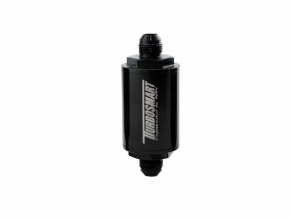 Turbosmart FPR Billet Filtro de combustible en línea 1.75 pulgadas OD 3.825 pulgadas Longitud AN-8 Entrada macho - Negro (TS-0402-1131)