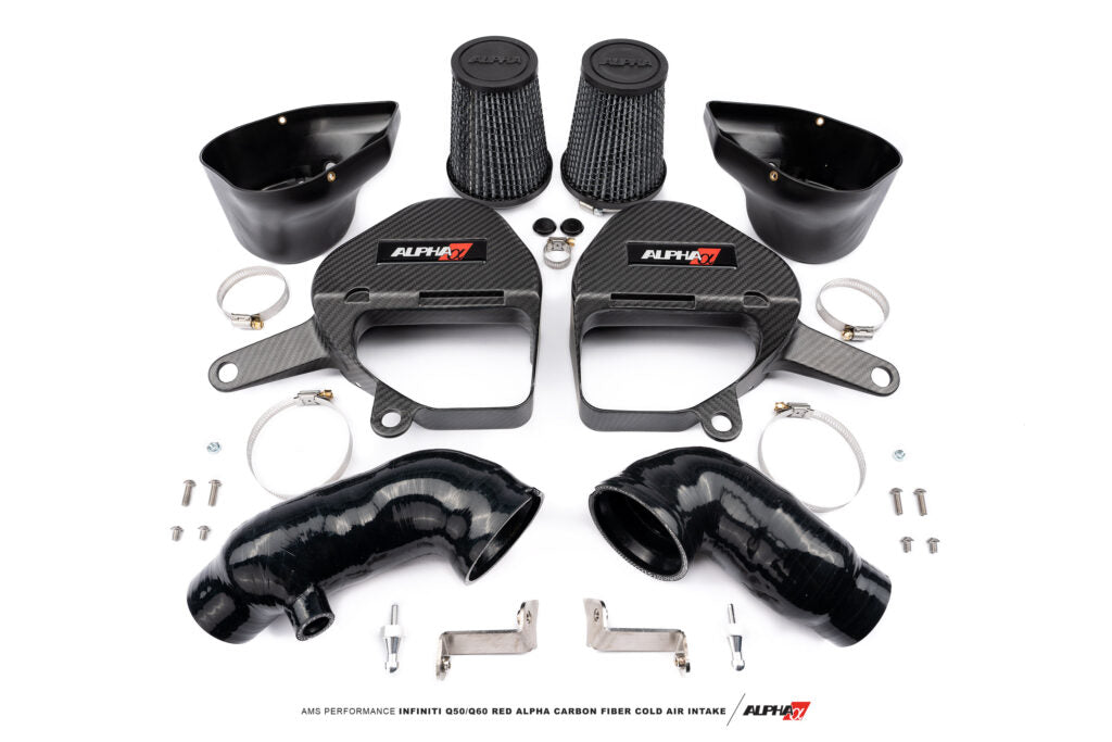 Kit de admisión de carbono mate rojo Alpha Infiniti Q50/Q60 AMS Performance (ALP.28.08.0001-2)