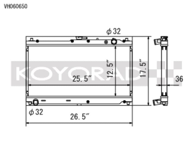 Radiador Koyo 99-05 Mazda MX-5 Miata 1.8L (MT) (VH060650)