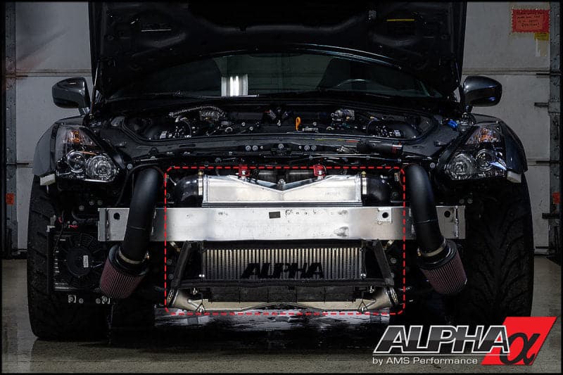 AMS Performance 2012+ Nissan GT-R Alpha Race Intercooler de montaje frontal con logotipo