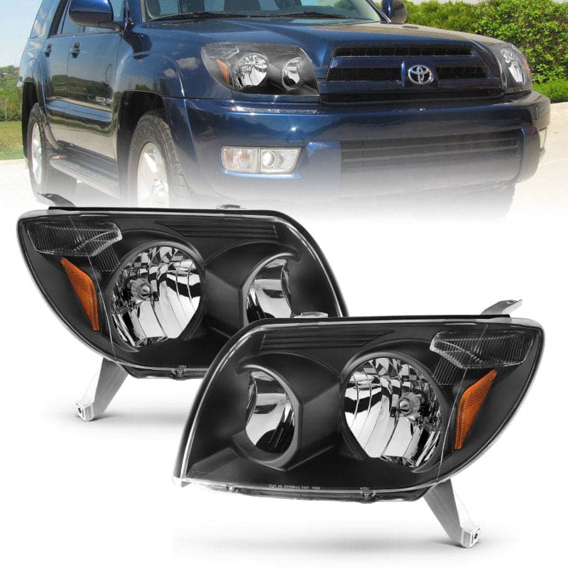 ANZO 2003-2005 Toyota 4Runner Faros delanteros de cristal, color negro