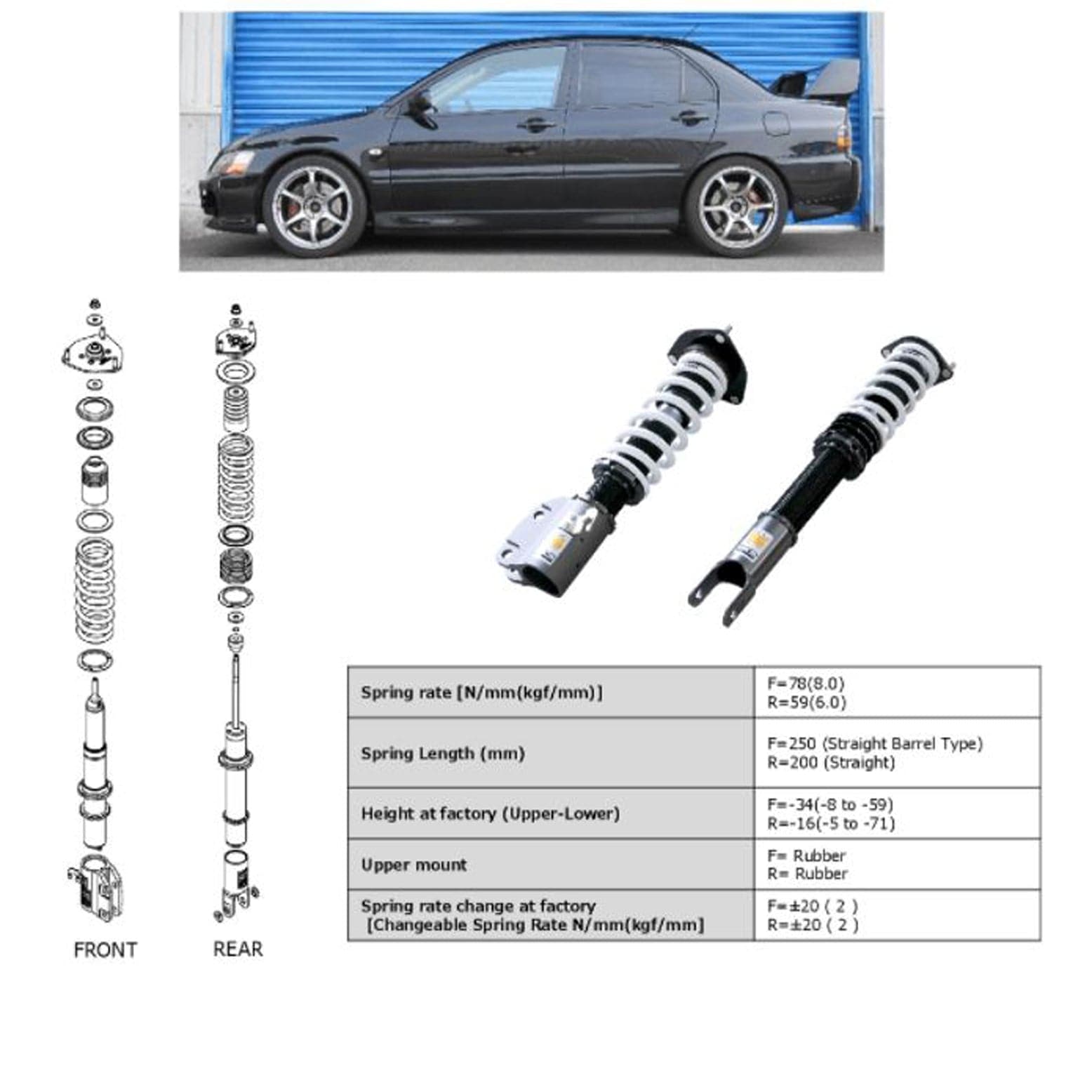 Kit completo HKS HIPERMAX S CT9A para Mitsubishi Lancer Evolution 7/8/9 2003-2007 (hks80300-AM002)