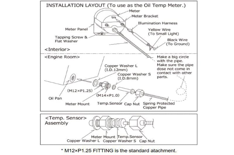 HKS DB Mechanical White Face 60mm Temperature Meter (Diagram)