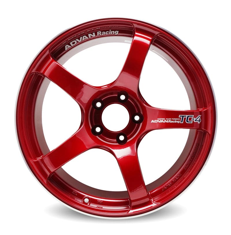 Advan TC4 18x9.5 +45 5-114.3 Racing Candy Red y rueda de anillo