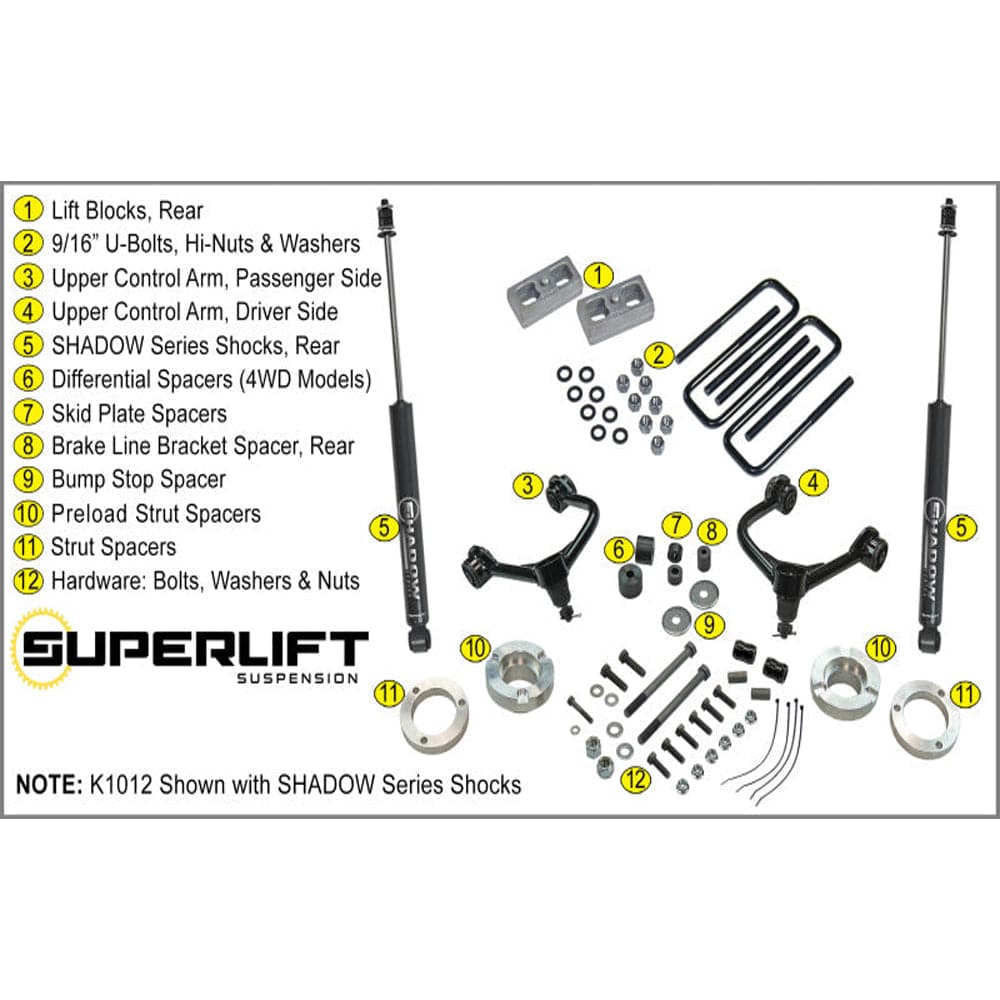 Superlift 05-22 Toyota Tacoma 4WD (Excl TRD Pro Models) - 3in Lift Kit w/ Superlift Shocks (slfK1012)