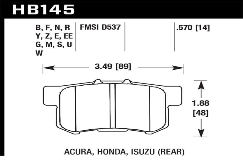 HAWK PERFORMANCE DTC-60 Race Rear Brake Pad Sets for 2000-2009 Honda S2000 | 2002-2006 Acura RSX |  2002-2011 Honda Civic Si (HB145G.570)