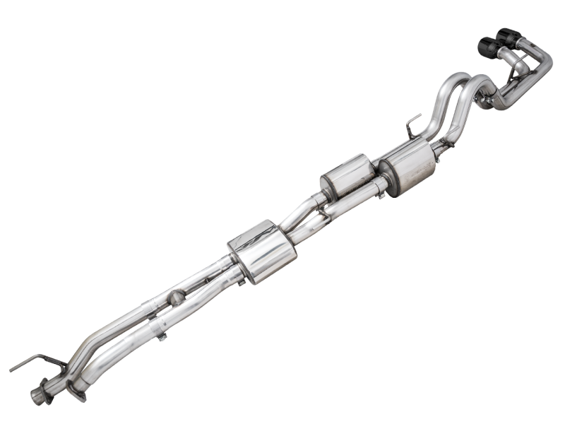 AWE 16-22 Tacoma Dual Diamond Black Tips Catback Exhaust w/ BashGuard