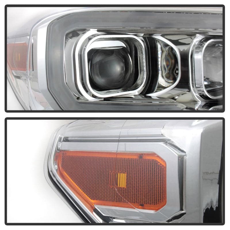 xTune Toyota Tacoma 16-18 DRL Light Bar Projector Headlights - Chrome PRO-JH-TTA16-LBDRL-C