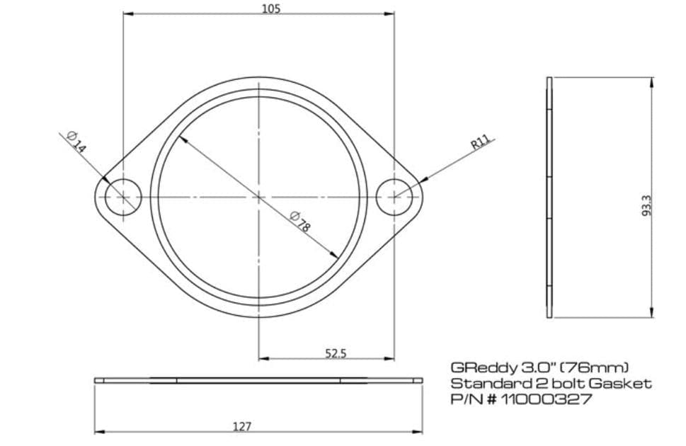 GReddy 3.0in Exhaust System Gasket (Round Bolt Holes) (11000327)