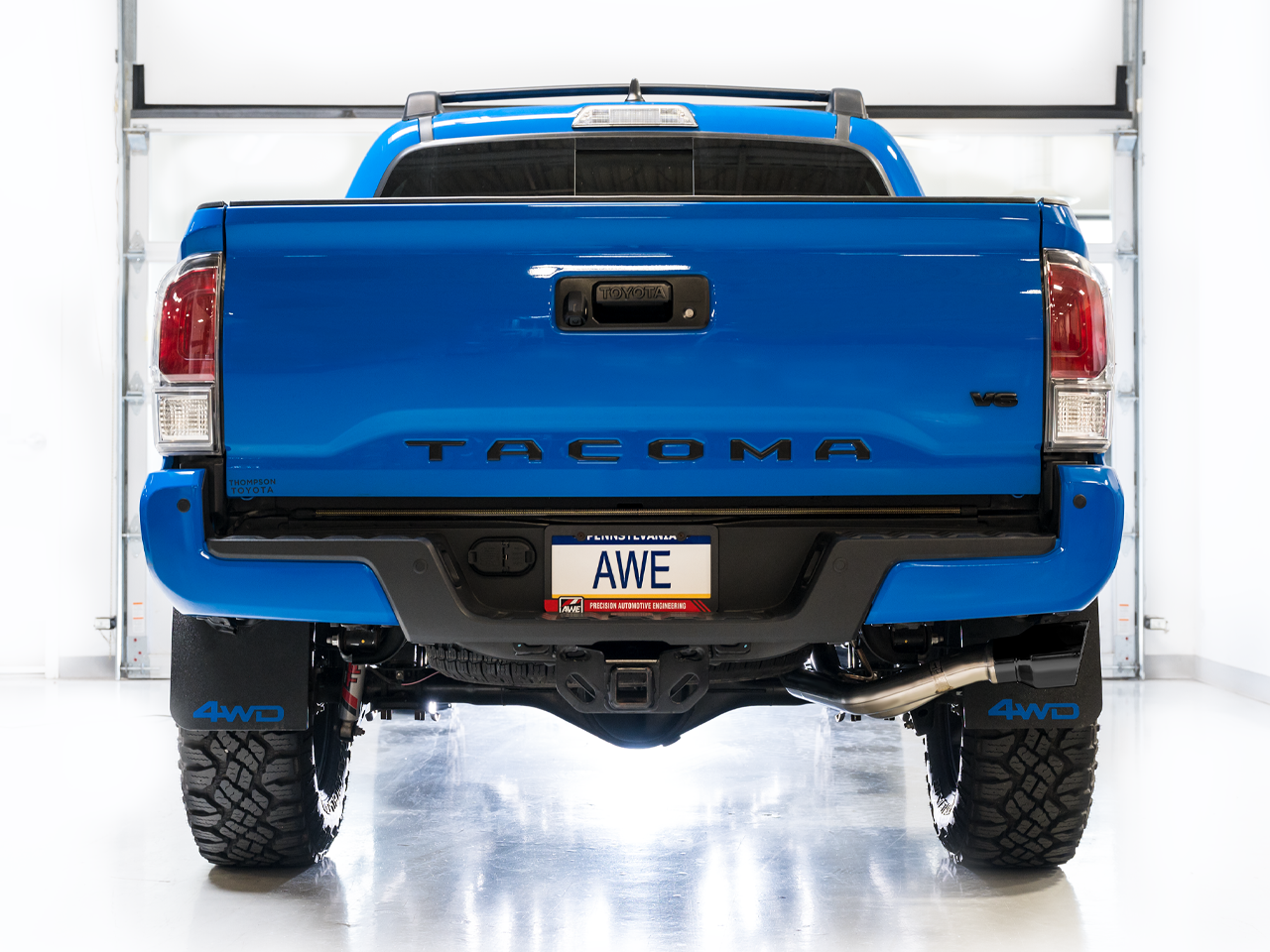 AWE 16-22 Tacoma Dual Diamond Black Tips Catback Exhaust w/ BashGuard