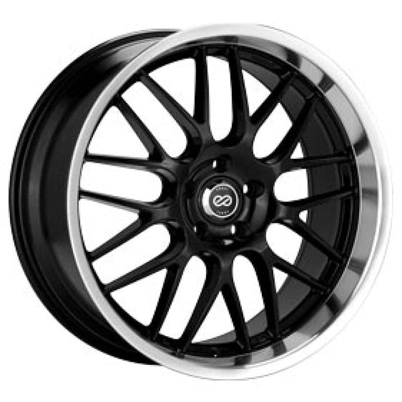 Enkei Lusso 18x8 45mm Offset 5x112 Patrón de pernos 72.6 Orificio negro con rueda de labio mecanizado (469-880-4445BK)