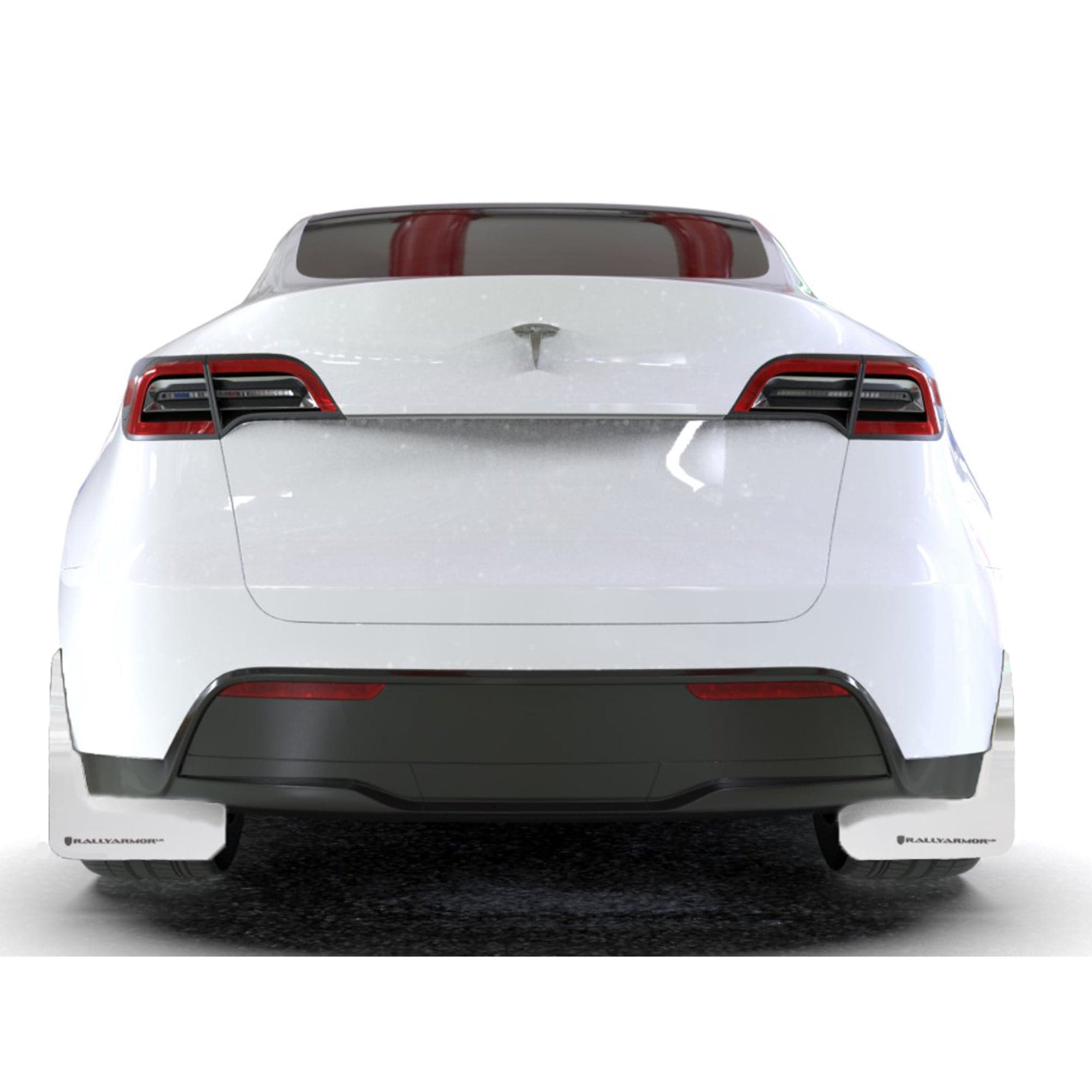 Rally Armor 20-23 Tesla Modelo Y UR Faldilla de barro blanca con logotipo negro (ralMF72-UR-WH/BLK)