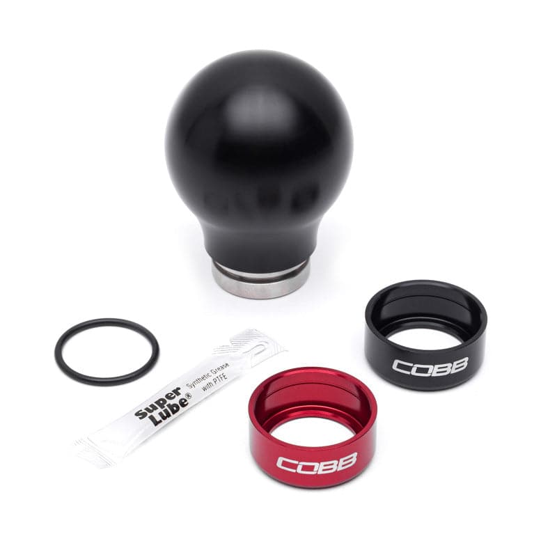 Cobb Subaru 6-Speed Weighted COBB Knob - Black (Incl. Both Red + Blk Collars) (213360-BK)