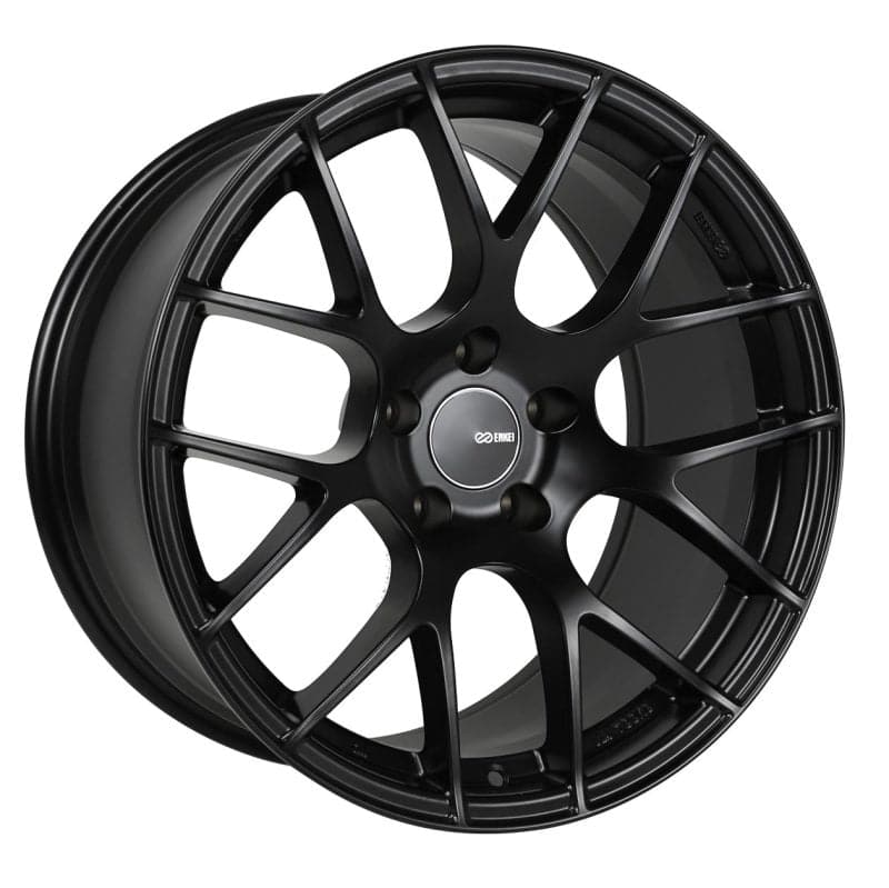 Enkei Raijin 19x8.5 50mm Offset 5x114.3 Patrón de pernos 72.6 Diámetro del cubo Rueda negra (467-985-6550BK)