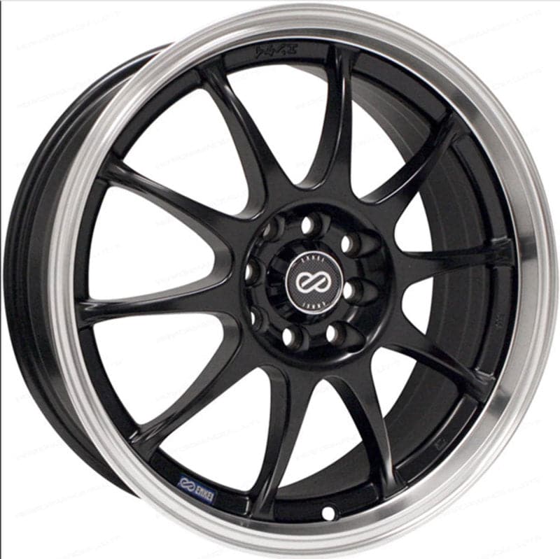 Enkei J10 15x6.5 4x100/108 38mm Offset 72.6mm Bore Dia Matte Black w/ Machined Lip Wheel (409-565-11BK)