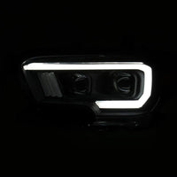 ANZO 2016-2021 Toyota Tacoma Projector Headlights w/ Plank Style Switchback Black w/ Amber