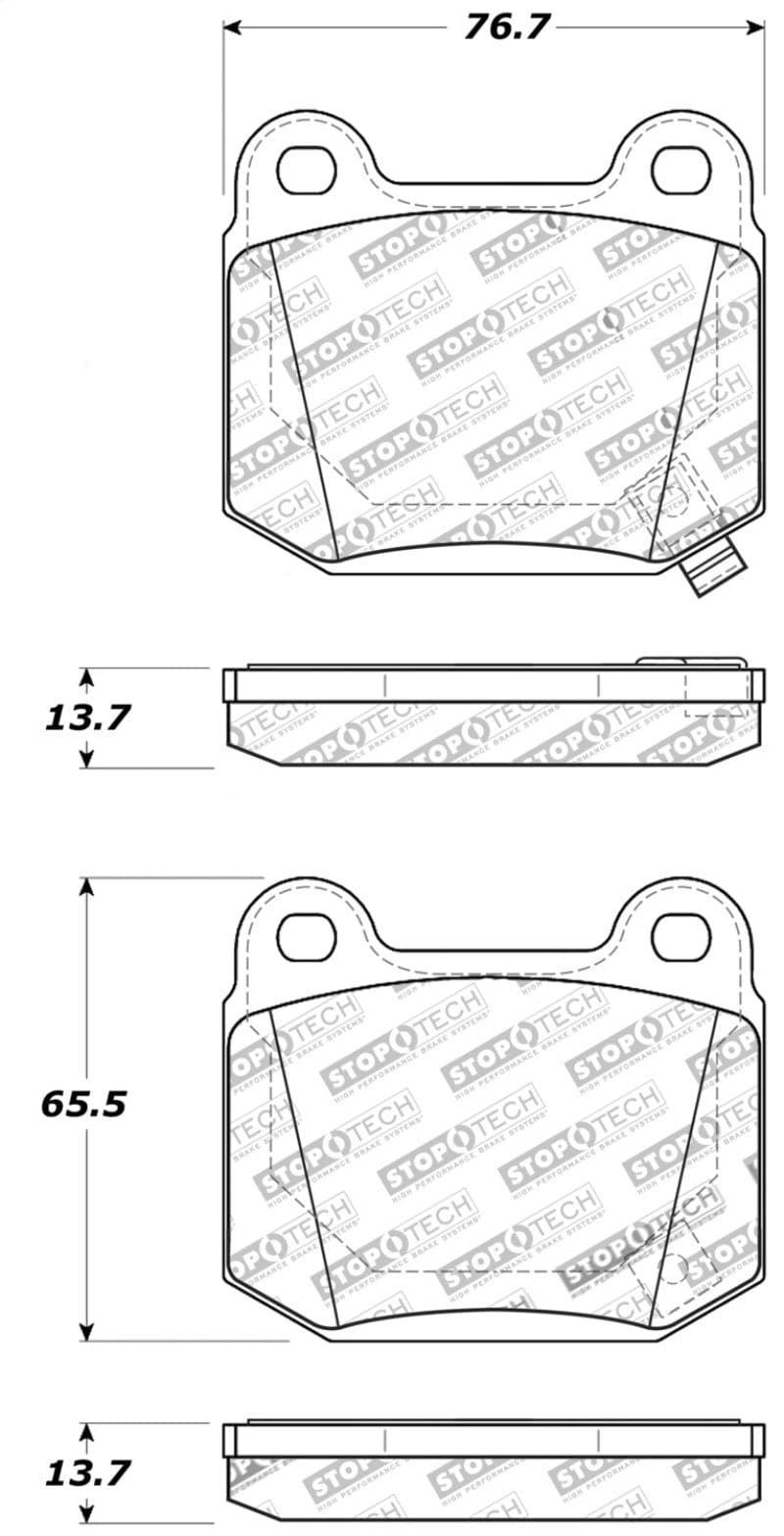 StopTech ST-22 2-Piston Rear Caliper Brake Pads for 04-17 STi, 17-21 BRZ/86, 350Z/G35, Evolution 03-06