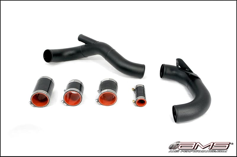 AMS Performance 08-15 Mitsubishi EVO X Kit de tubería I/C inferior para brida original - Recubrimiento en polvo negro (AMS.04.09.0003-2)