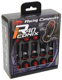 Project Kics 12X1.25 Black R40 Iconix Lug Nuts - 16+4 (Aluminum Red Cap)