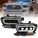 ANZO 2016-2018 Toyota Tacoma LED proyector faros delanteros estilo tablón negro con ámbar