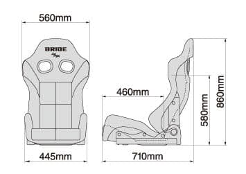 Bride Red GIAS III Asiento envolvente de carbono reclinable con. Cojín Bajo 