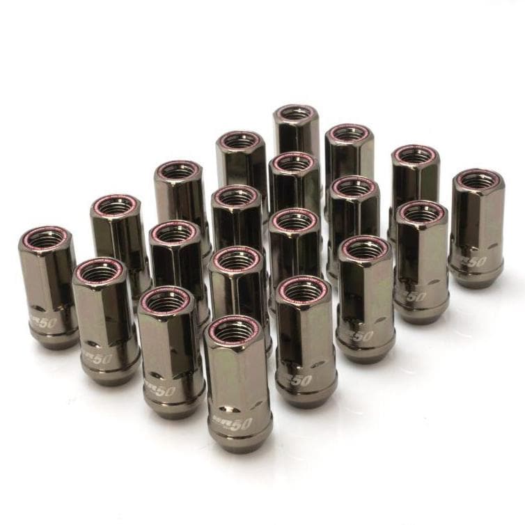 Wheel Mate Muteki HR50 Open End Lug Nuts - Titanium Chrome w/ Red Ring 14x1.50