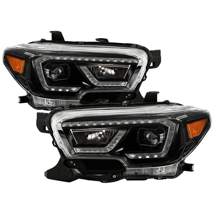 xTune Toyota Tacoma 16-19 SR SR5 Model LED DRL Projector Headlights- Black PRO-JH-TTA16-FLED-SR-BK