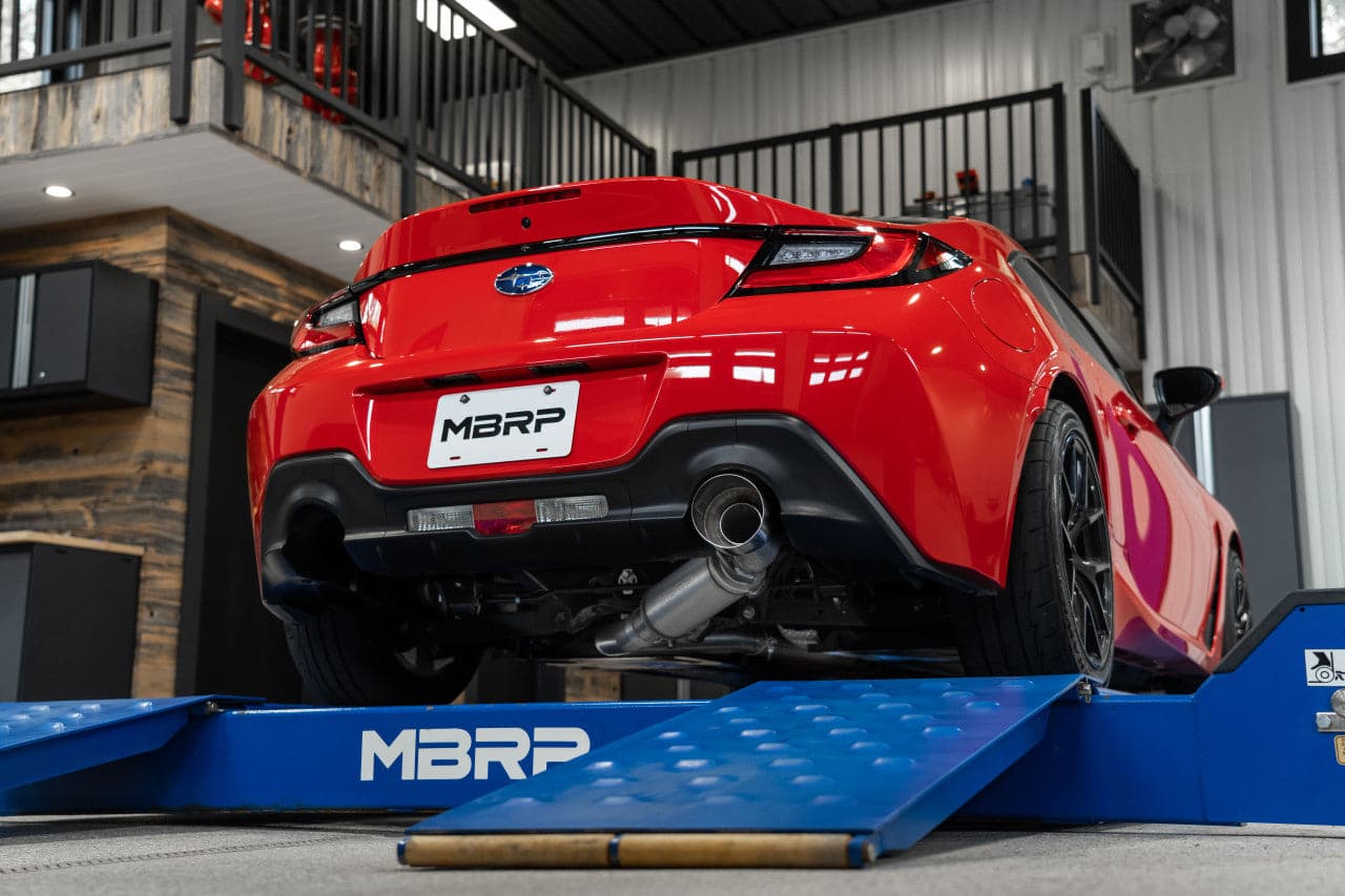 MBRP 12-22 Subaru BRZ / 17-22 Toyota GR86 / 13-16 Scion FR-S Stainless Steel 3in Cat-Back-Single Rear Exit w Carbon Tips