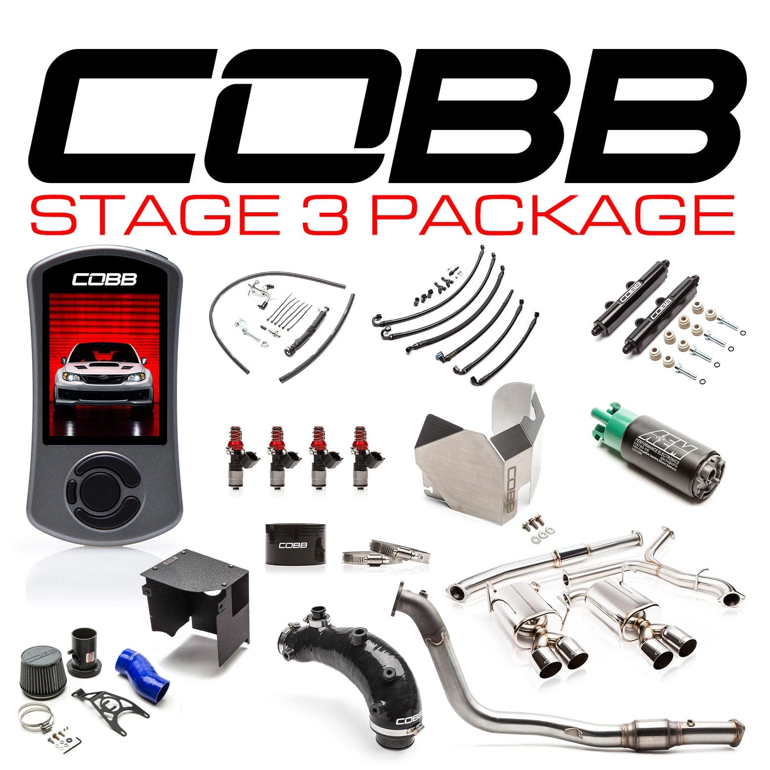 Cobb 2011-2014 Subaru STI Sedan Stage 3 Paquete de potencia con entrada SF azul (cobbSUB0031S30-BL) 